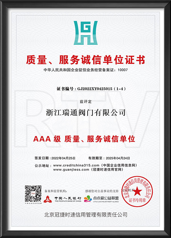 質(zhì)量、服務(wù)誠信單位證書